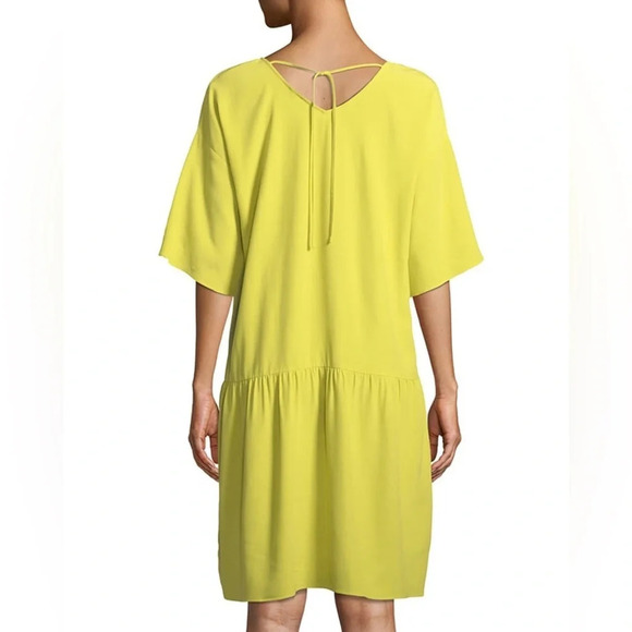 EILEEN FISHER NWOT Petite Drop Waist Tie Back Shirtdress in Yellow - Picture 3 of 9